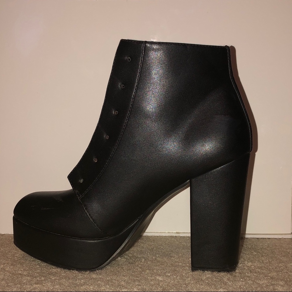 Pleather, platform booties